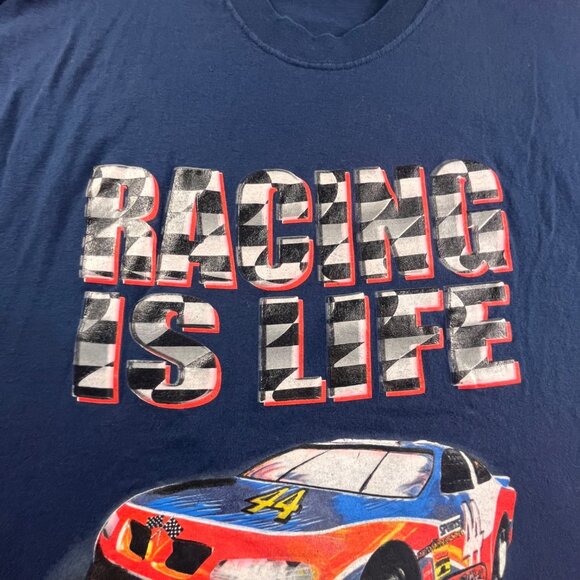 Y2K Big Ball Sports Shirt Racing Is Life The rest is just details Men's XL Navy - Picture 7 of 9